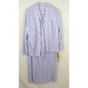 Vtg Sears Womens Pajama Set 1X 20WP Floral Nightgown Jacket Long 20 Wide Petite